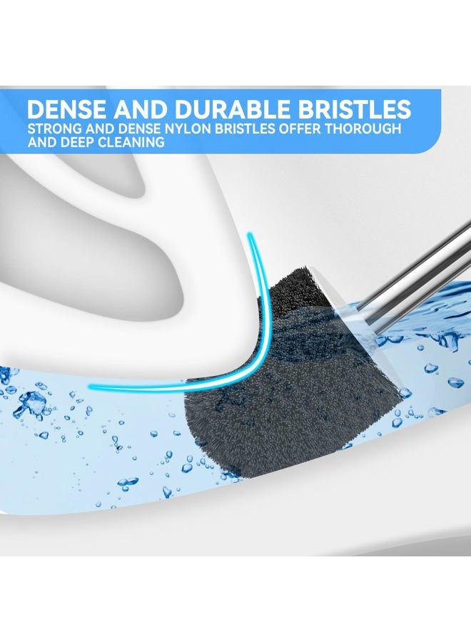 LOVLOY Toilet Brush, 3PCS Toilet Brush and Holder with 304 Stainless Steel Handle, Space Saving Toilet Bowl Brush for Storage, Durable Bristles Toilet Scrubber for Bathroom Cleaning - Image 2