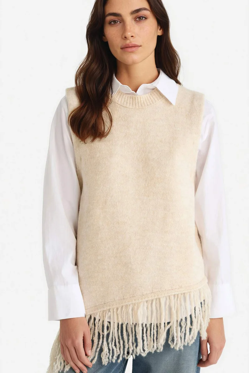 ديفاكتو Oversize Crew Neck Knitwear Vest