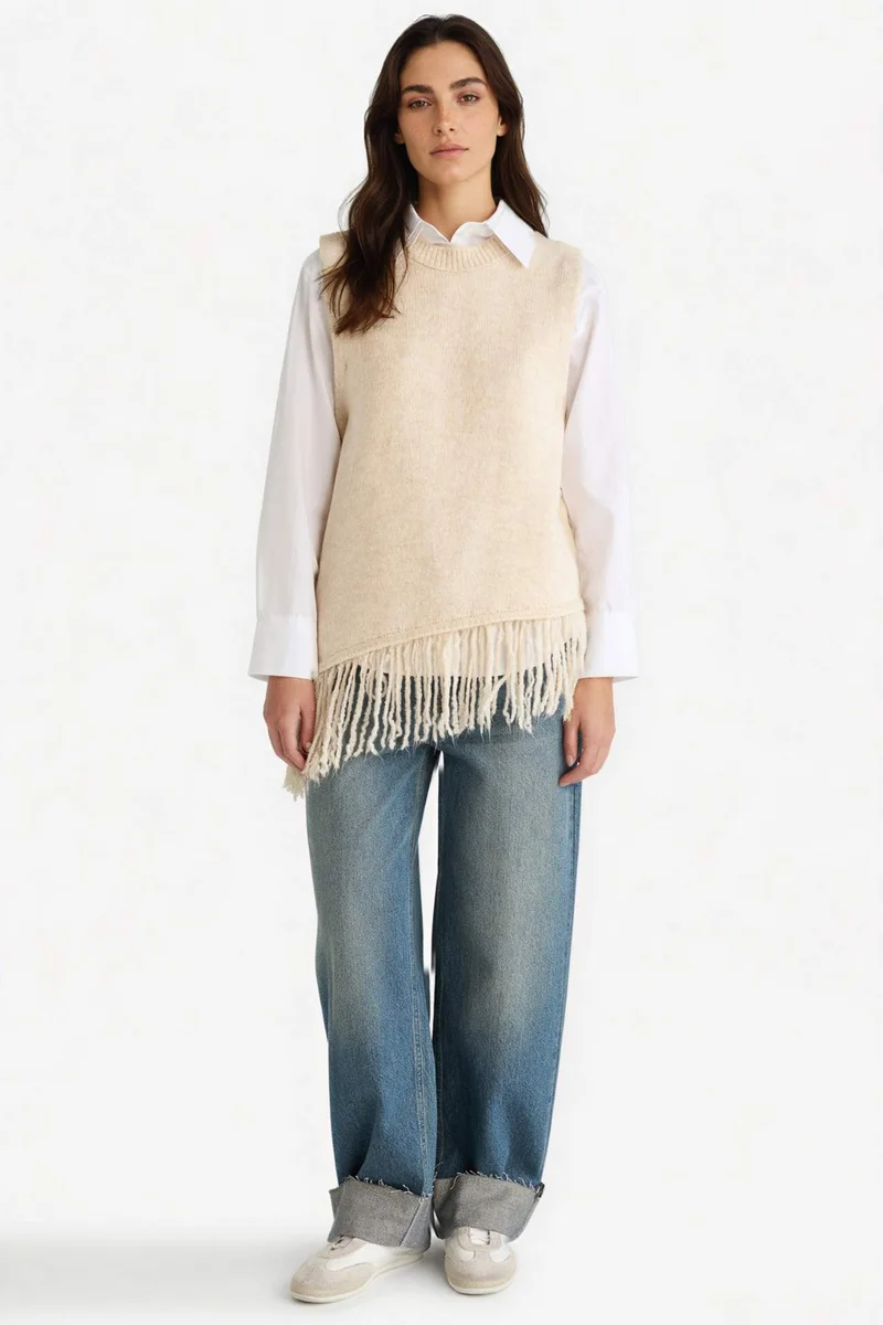 ديفاكتو Oversize Crew Neck Knitwear Vest