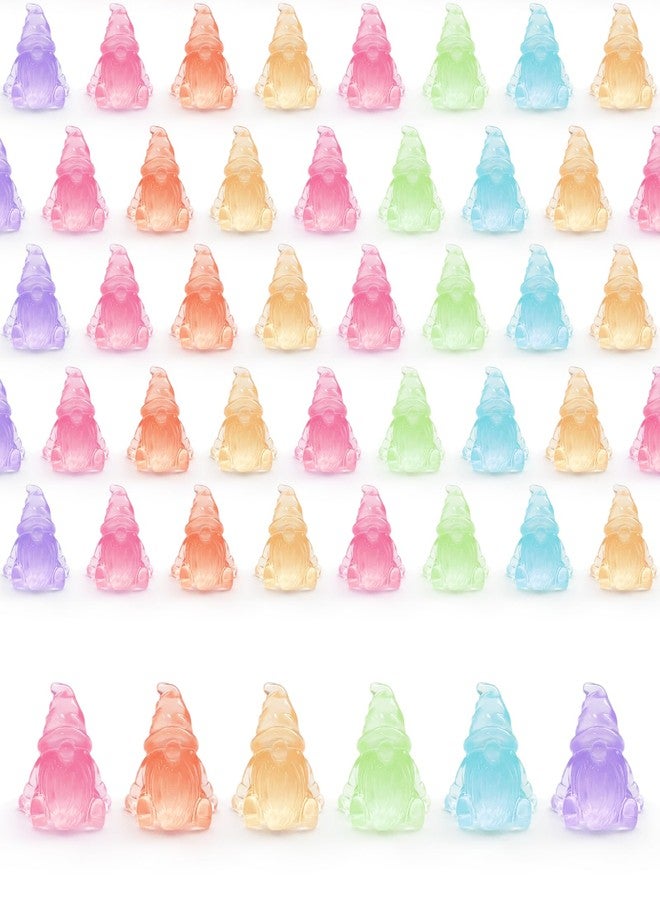 cntjv 90 Pcs Mini Gnomes Figurines Glow in The Dark Miniature Dwarf Small Resin Gnomes Bulk Acrylic Craft Tiny Figures to Hide, Decorations for Home Outdoor Fairy Garden Accessories 6 Colors - Image 1