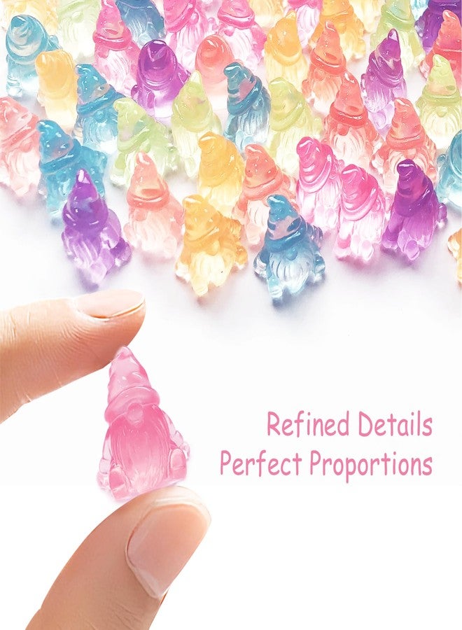 cntjv 90 Pcs Mini Gnomes Figurines Glow in The Dark Miniature Dwarf Small Resin Gnomes Bulk Acrylic Craft Tiny Figures to Hide, Decorations for Home Outdoor Fairy Garden Accessories 6 Colors - Image 3