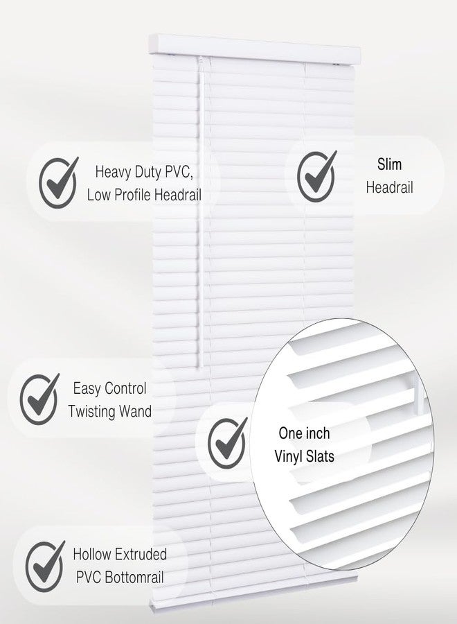 لوتس آند ويندوير ستائر لوتس آند ويندووير اللاسلكية الصغيرة، شرائح فينيل 1 بوصة، عرض 17 بوصة × طول 54 بوصة - أبيض، ستائر نوافذ للمنزل والمكتب، ستائر أبواب داخلية - ترشيح الضوء - Image 2