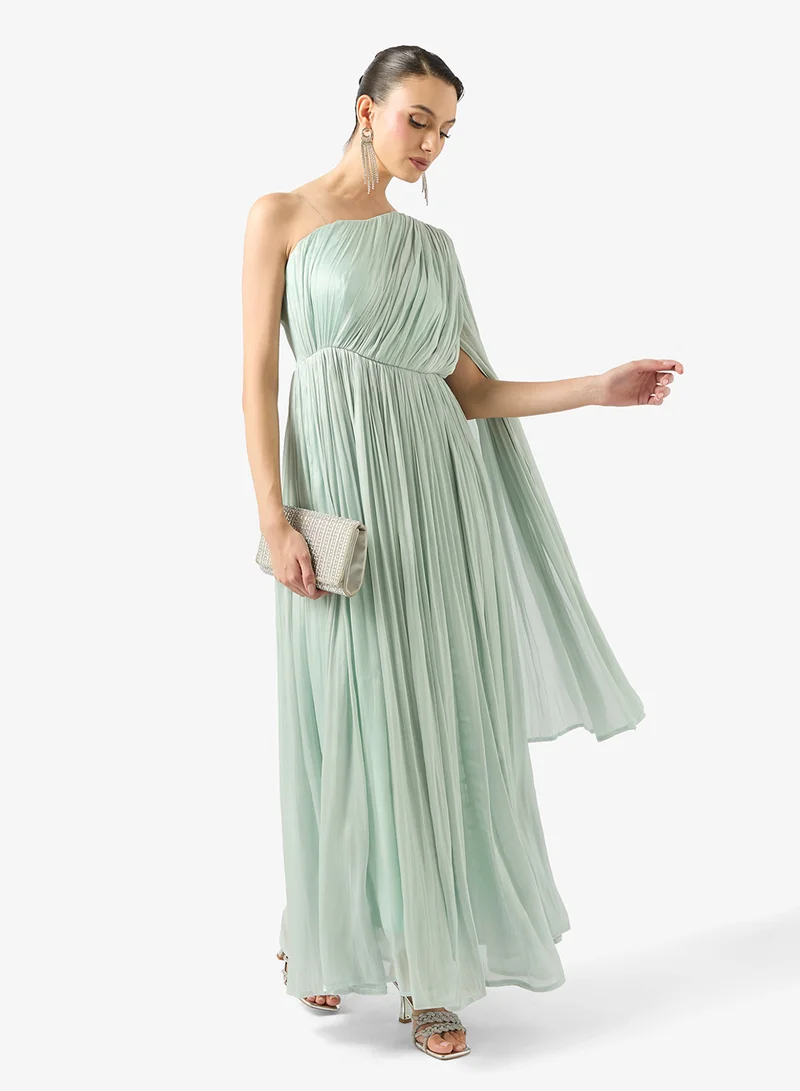 One Shoulder Drape Dress With Trail