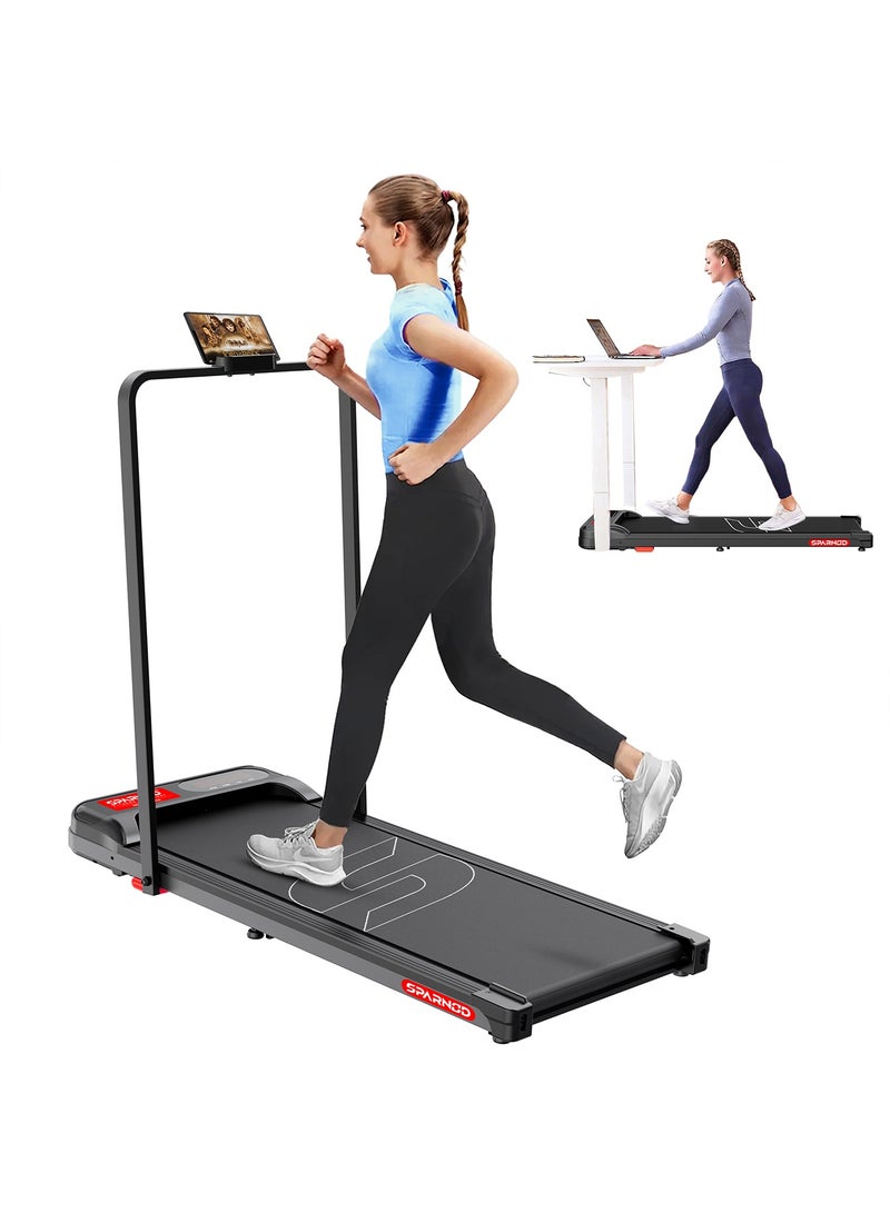 Sparnod Fitness STH-3004N 2-in-1 Walking Pad Treadmill for Home Use, 1–10 km/h, Foldable Rail, 7% Incline, LED Display, Bluetooth, Shock Absorption, 90kg User Capacity for Home & Office Use  - Image 1