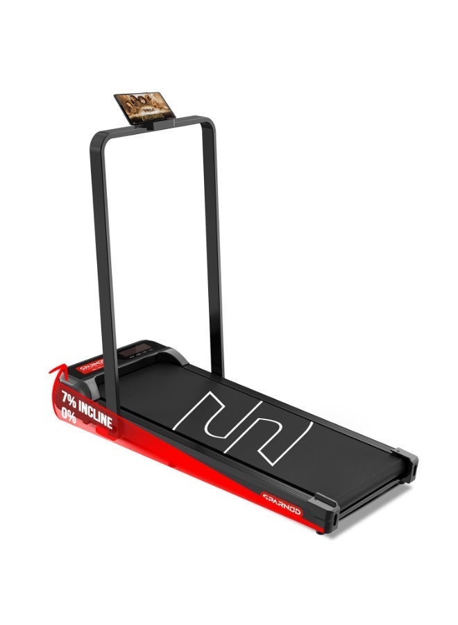 Sparnod Fitness STH-3004N 2-in-1 Walking Pad Treadmill| 1–10 km/h | Foldable Rail | 2.5HP DC Motor | 7% Incline | LED Display | Shock Absorption | 90kg User Capacity | Treadmill for Home & Office Use - Image 1
