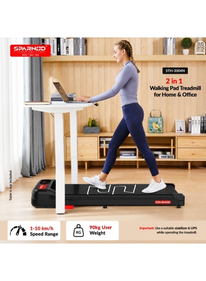 Sparnod Fitness STH-3004N 2-in-1 Walking Pad Treadmill| 1–10 km/h | Foldable Rail | 2.5HP DC Motor | 7% Incline | LED Display | Shock Absorption | 90kg User Capacity | Treadmill for Home & Office Use - Image 2