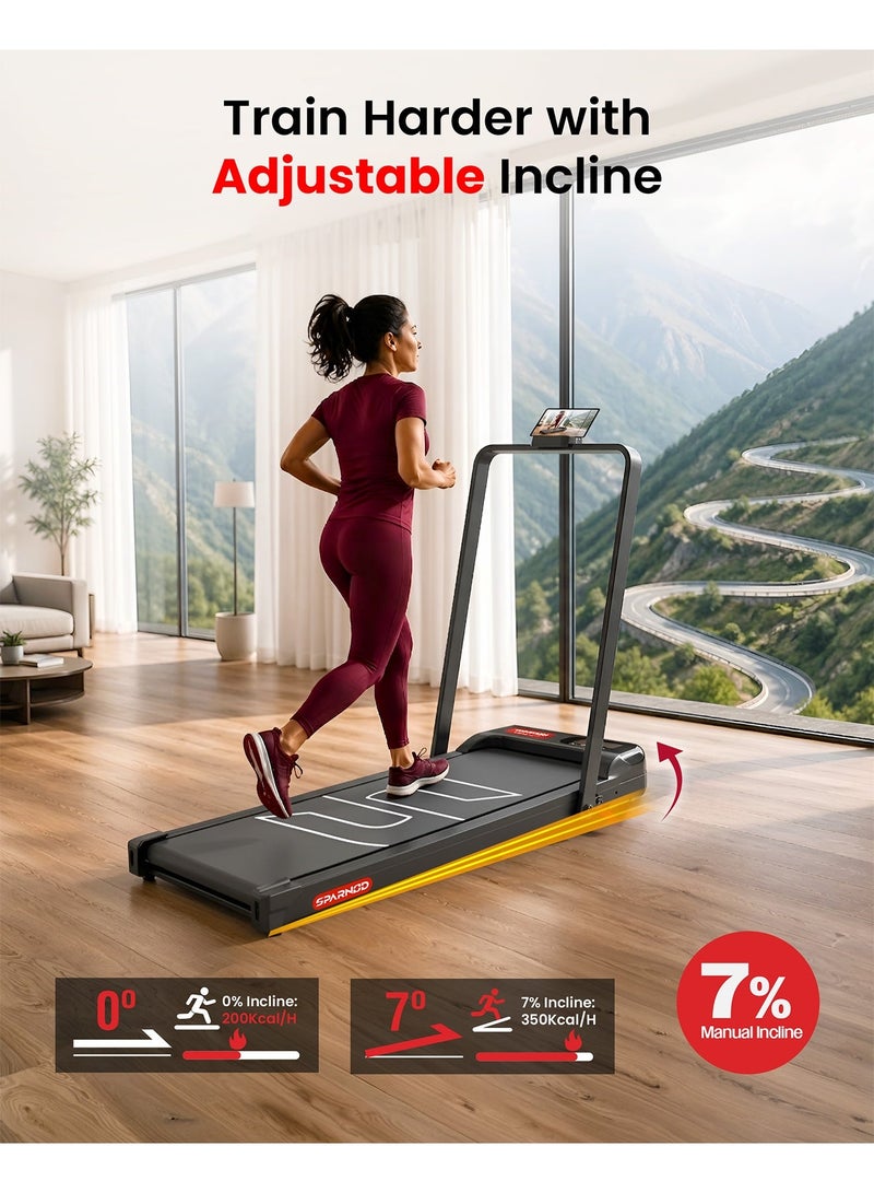 Sparnod Fitness STH-3004N 2-in-1 Walking Pad Treadmill| 1–10 km/h | Foldable Rail | 3 HP DC Motor | 7% Incline | LED Display | Shock Absorption | 110 kg User Capacity | Treadmill for Home & Office Use - Image 3