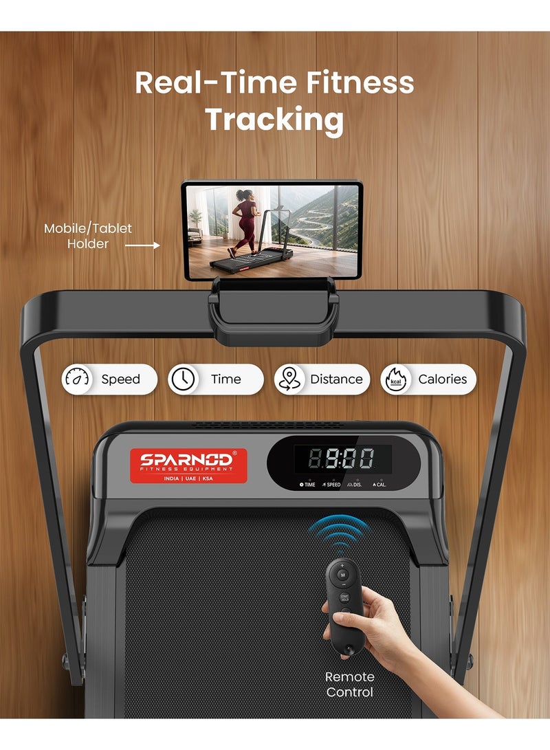 Sparnod Fitness STH-3004N 2-in-1 Walking Pad Treadmill| 1–10 km/h | Foldable Rail | 3 HP DC Motor | 7% Incline | LED Display | Shock Absorption | 110 kg User Capacity | Treadmill for Home & Office Use - Image 5
