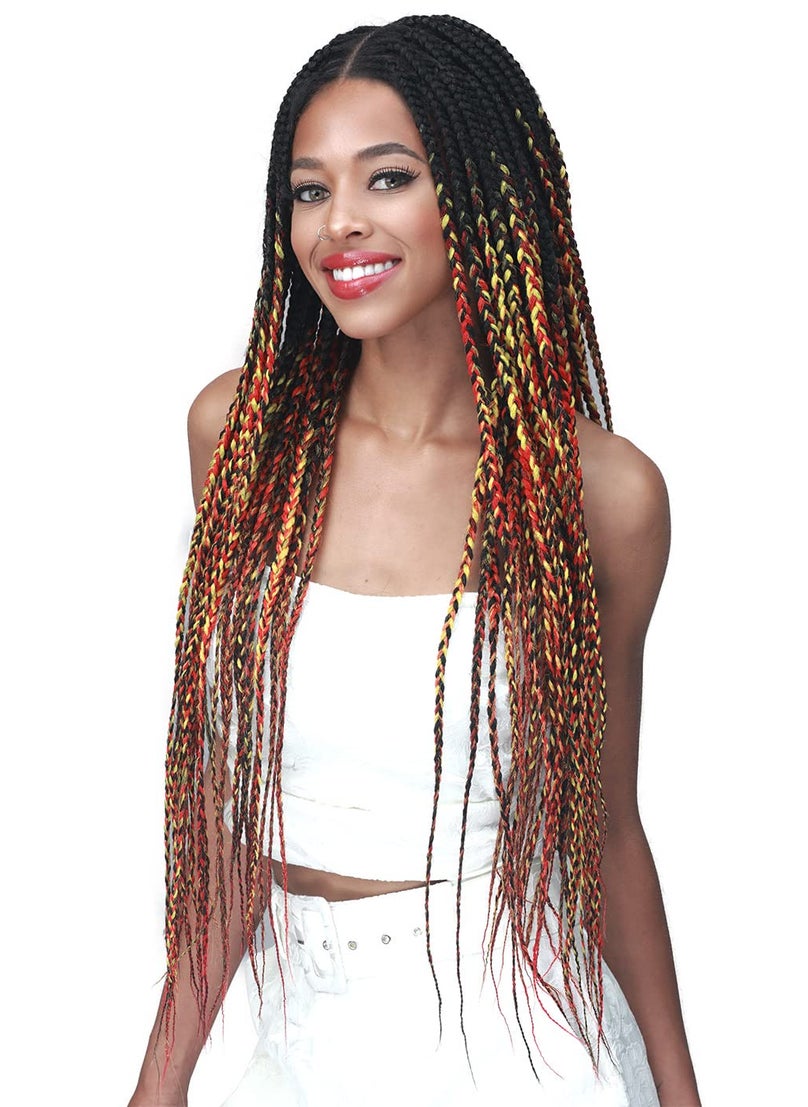 BOBBI BOSS Bobbi Boss Synthetic Hair 13x5 Frontal Lace Wig - MLF623 KNOTLESS BOX BRAID 30, Natural Style Wig, Hand-Crafted Knotless Triangle Braid (1) 