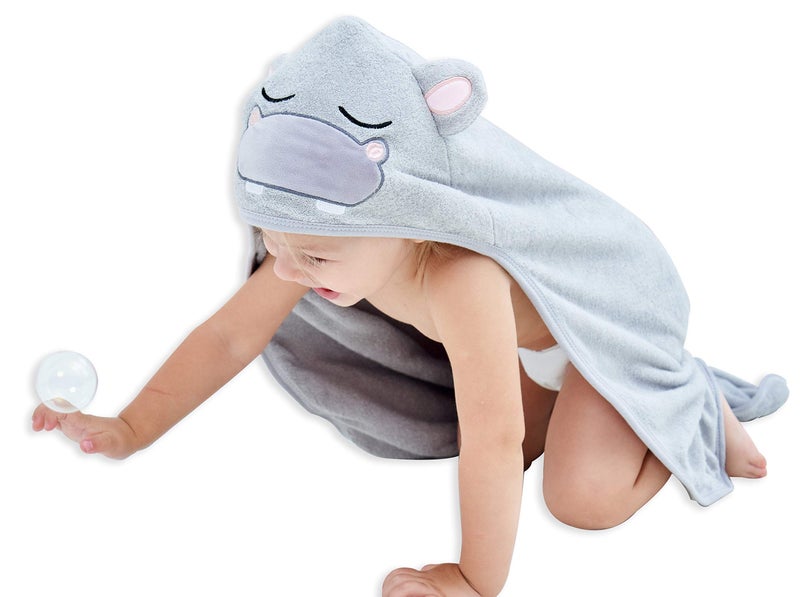 HIPHOP PANDA HIPHOP PANDA Hooded Towel Rayon Made from Bamboo Bath Towel with Bear Ears for Newborn Babie Toddler Infant Absorbent Large Baby Towel Hippo 375 x 375 Inch 