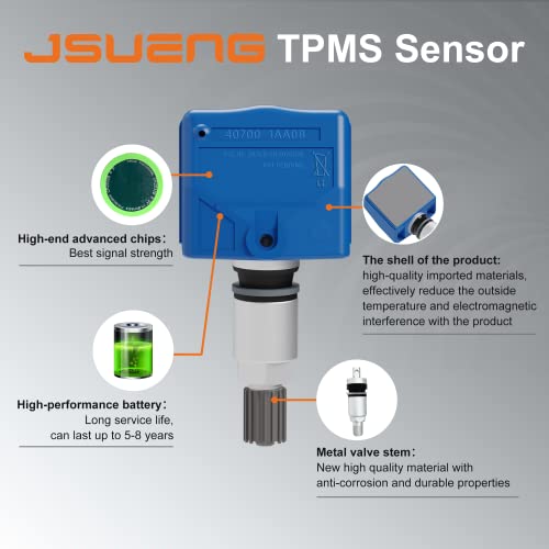 Jsueng TPMS Sensor Nissan Infiniti, Set of 4 Tire Pressure Monitoring System Sensor Replacement for Nissan Frontier GT-R Maxima Murano Infiniti Replaces 40700-1AA0B 407003AN0B 407003AN0C 315Mhz - Image 4