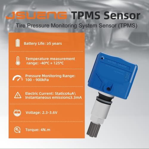 Jsueng TPMS Sensor Nissan Infiniti, Set of 4 Tire Pressure Monitoring System Sensor Replacement for Nissan Frontier GT-R Maxima Murano Infiniti Replaces 40700-1AA0B 407003AN0B 407003AN0C 315Mhz - Image 3