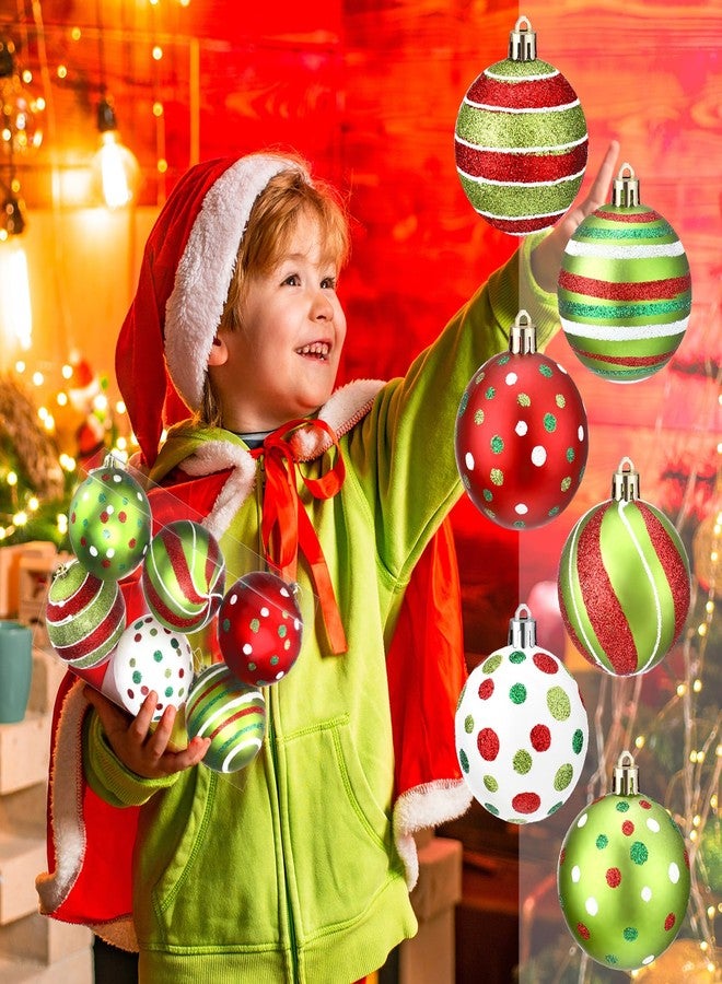 Liliful 6 Pcs Christmas Tree Ornaments 3.9'' Glitter Red Green White Hanging Ball Large Plastic Balls Swirl Candy Cane Peppermint Big Christmas Pendants Baubles for Holidays Xmas Tree Decoration - Image 5