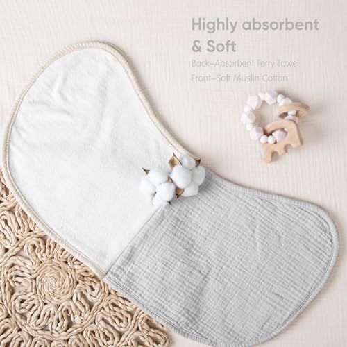 Lulu moon lulumoon Muslin Burp Cloths for Babies: 100% Soft Cotton Large Burping Cloths - Neutral Baby Burp Rags for Boy and Girl - Absorbent Burp Cloth for Spit-Ups 6 Pack - Image 4