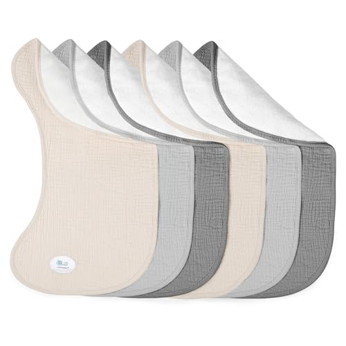 Lulu moon lulumoon Muslin Burp Cloths for Babies: 100% Soft Cotton Large Burping Cloths - Neutral Baby Burp Rags for Boy and Girl - Absorbent Burp Cloth for Spit-Ups 6 Pack - Image 1
