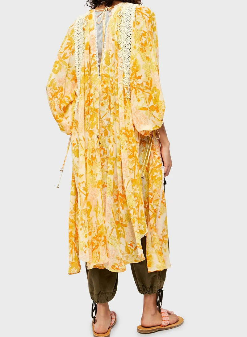 Free People Lost In Balloon Sleeve Printed Kimono