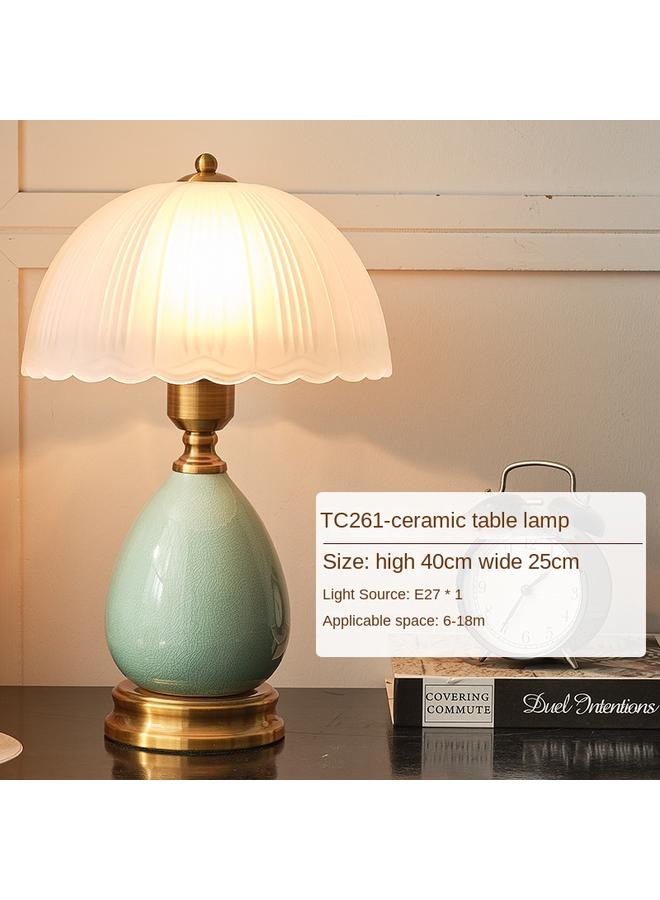Bluejw European Style Table Lamp Retro Pastoral Ceramic Glass Led Lamp Study Desk Intelligent Lamps Bedroom Decorative Bedside Lamp - Image 1