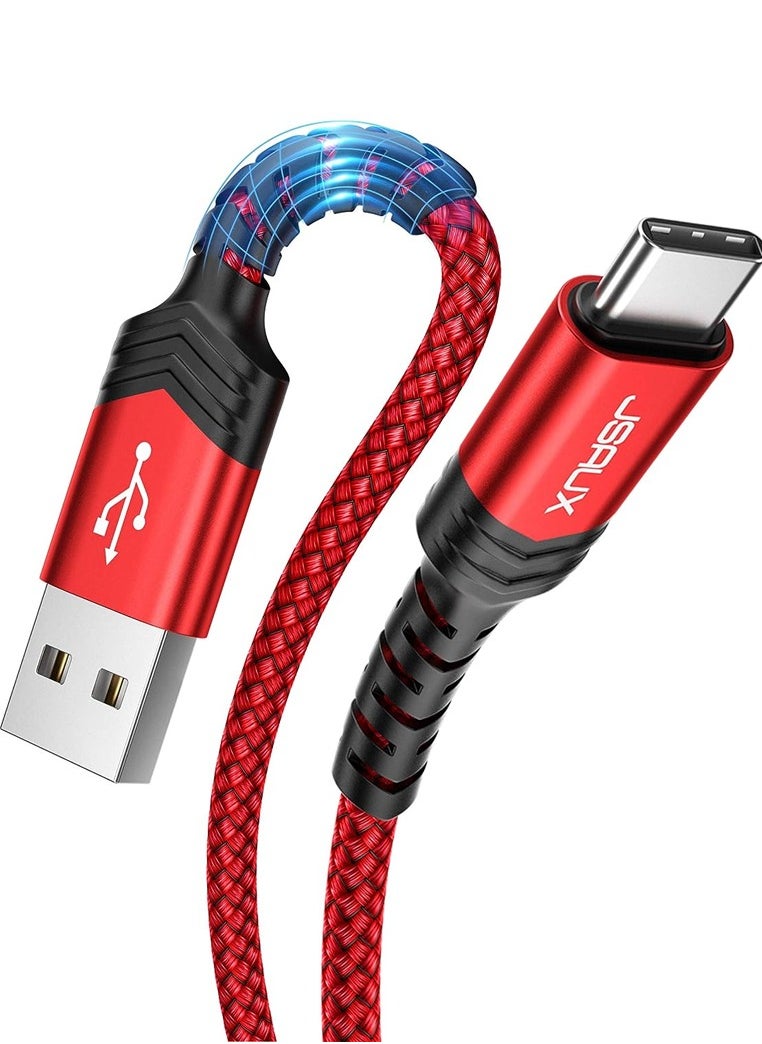 JSAUX Flex Series Cable - USB-A to USB-C Cable -  3A Fast Charging Durable Nylon Braided cable,1mRED  - Image 1