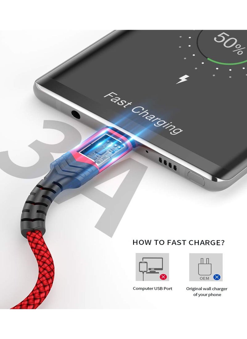 JSAUX Flex Series Cable - USB-A to USB-C Cable -  3A Fast Charging Durable Nylon Braided cable,1mRED  - Image 4