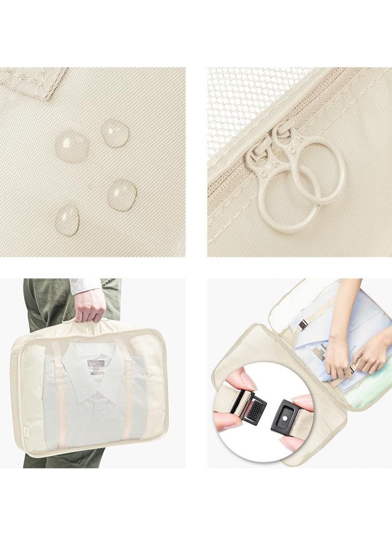 فولانري 7 قطع مجموعة منظم أمتعة السفر مع حقيبة أدوات الزينة، حقيبة تخزين حقيبة الغسيل المقاومة للماء، إكسسوارات السفر - Image 3