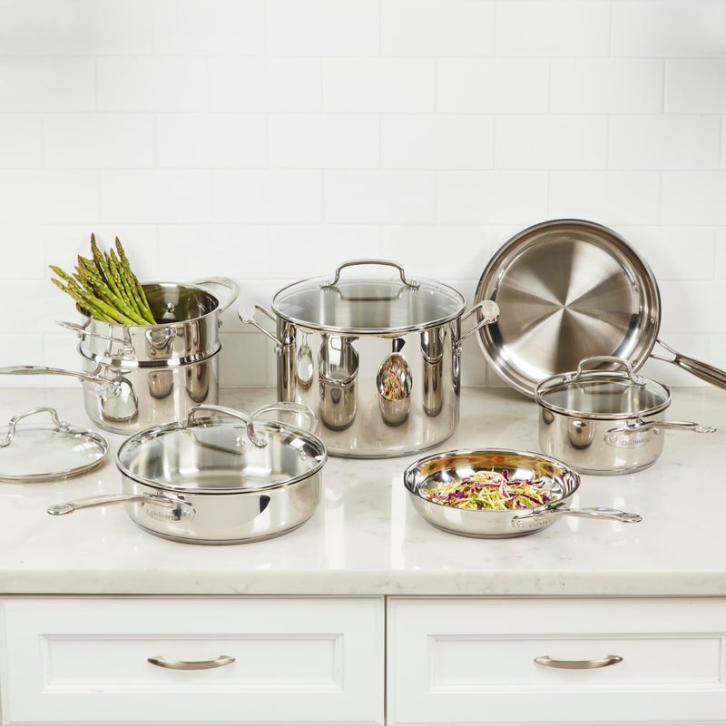 Cuisinart Chefâ€™s Classic 11-Piece Stainless Steel Pots and Pans Set, Cookware Set Compatible with Induction, Electric, Gas Cooktops, Aluminum Core for Even Heat, Cool Grip Handles, Dishwasher Safe - Image 1