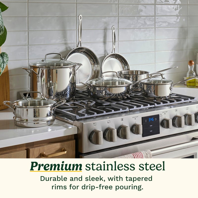 Cuisinart Chefâ€™s Classic 11-Piece Stainless Steel Pots and Pans Set, Cookware Set Compatible with Induction, Electric, Gas Cooktops, Aluminum Core for Even Heat, Cool Grip Handles, Dishwasher Safe - Image 2
