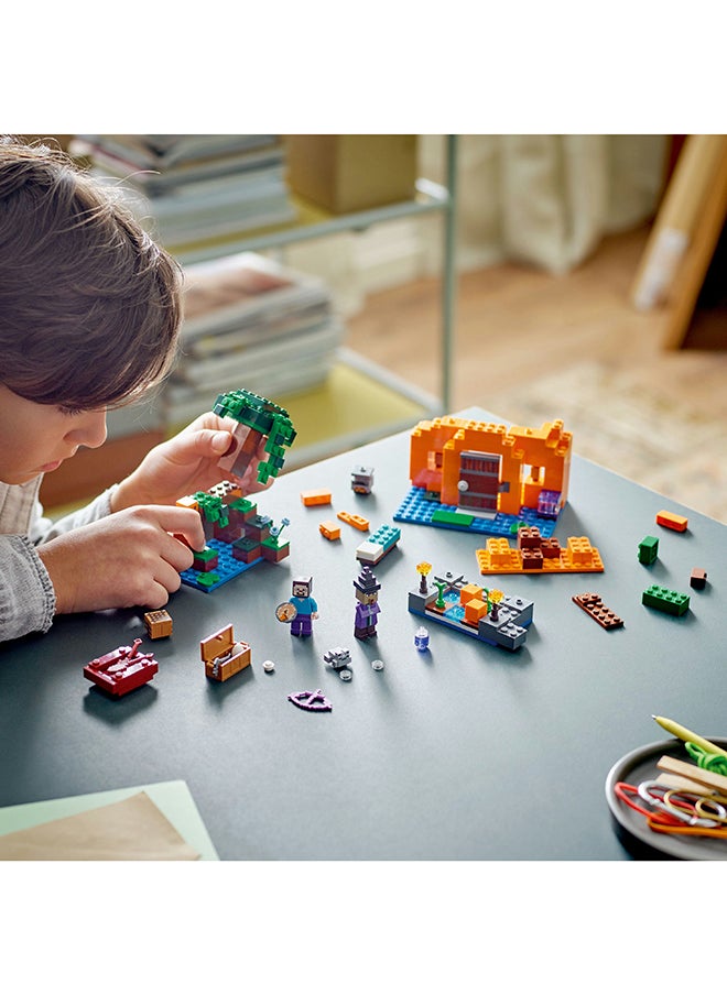 LEGO - Minecraft The Pumpkin Farm 21248 Building Toy Set; Hands-On Action In The Swamp Biome Featuring Steve, A Witch, Frog, Boat, Treasure Chest And An Action-Packed Pumpkin Patch; For Players Aged 8+ (257 Pieces) - Image 1