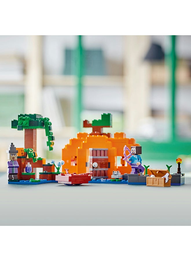LEGO - Minecraft The Pumpkin Farm 21248 Building Toy Set; Hands-On Action In The Swamp Biome Featuring Steve, A Witch, Frog, Boat, Treasure Chest And An Action-Packed Pumpkin Patch; For Players Aged 8+ (257 Pieces) - Image 1