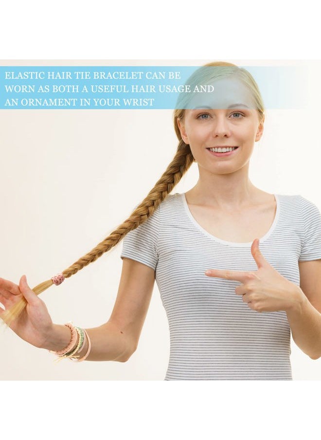 Cindeer - 60 Pcs Boho Dual-Use Hair Ties and Bracelets - Stylish Hair Bands and Elastics in 10 Lovely Colors for Women, Girls with Thick Braids & Ponytails - Image 1
