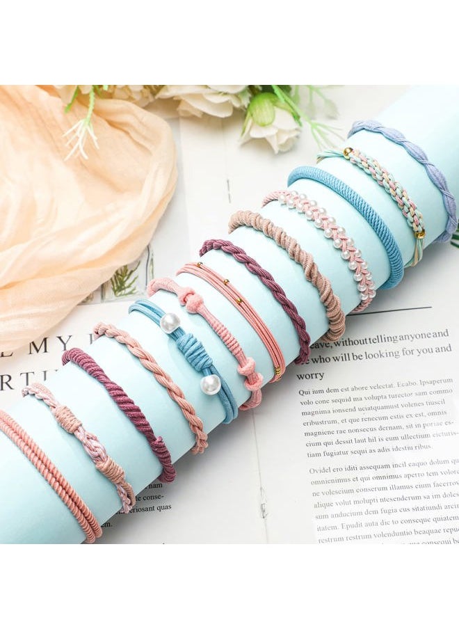 Cindeer - 60 Pcs Boho Dual-Use Hair Ties and Bracelets - Stylish Hair Bands and Elastics in 10 Lovely Colors for Women, Girls with Thick Braids & Ponytails - Image 1