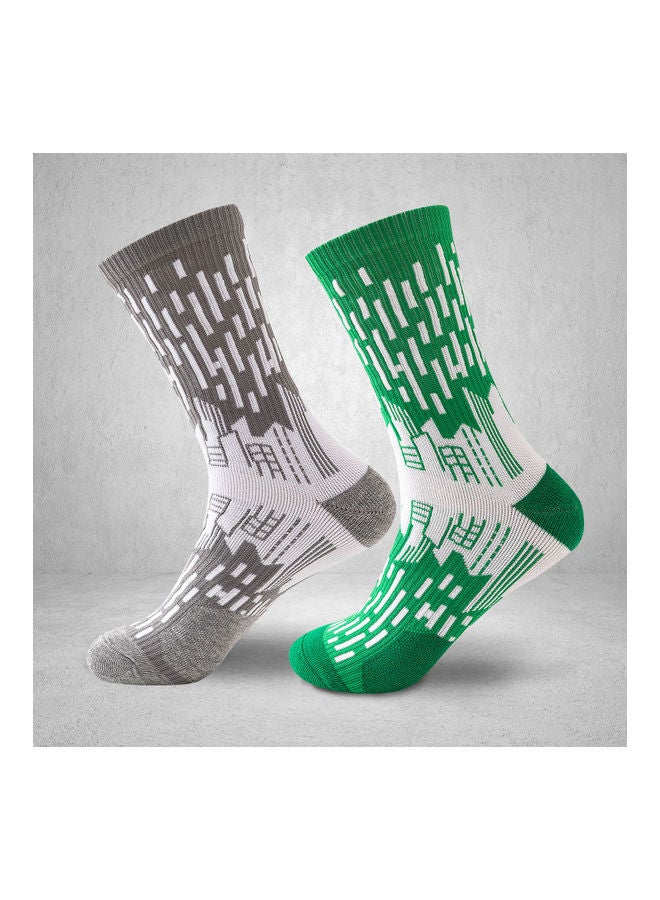 NIBEMINENT Men Athletic Anti-slip Absorption Moisture-wicking Striped Wearable Cushion Socks Soccer Running Sports Stockings Two Pairs 15*8*10cm - Image 1