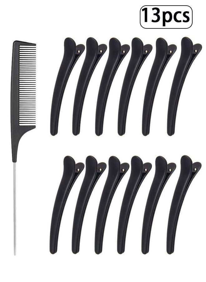 12PCS Hair Sectioning Clips with 1PCS Professional Anti-Static Metal Tail Hair Comb, Hair Sectioning Clips Hairdressing Salon Tool Set (Black) - pzsku/Z468D13DE897BC49996C9Z/45/_/1731901538/ac7369d4-f0bb-4ee0-9c05-61a6e526550a