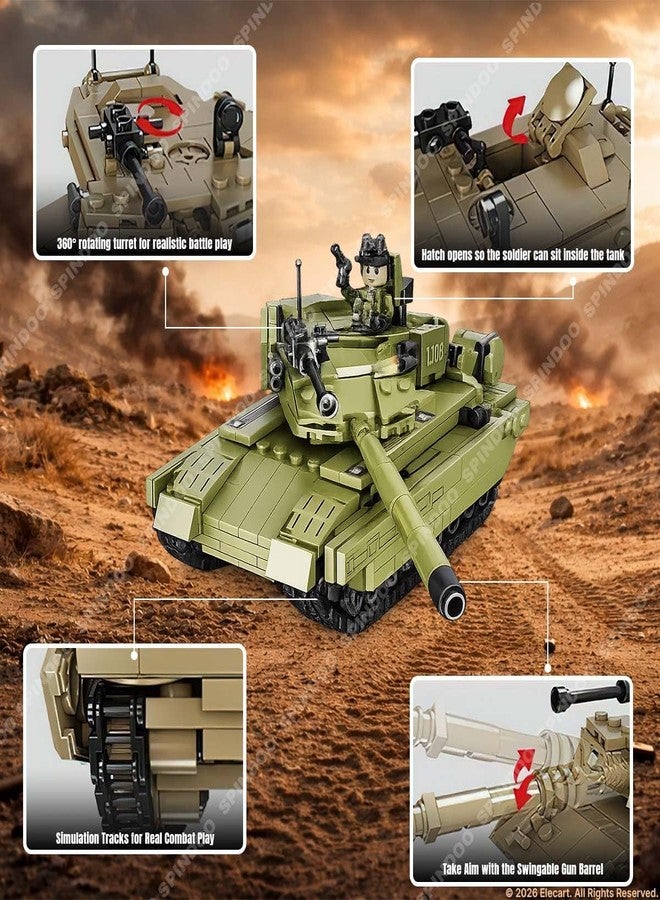 Spindoo 99A Main Battle Tank Building Block Set 391 PCS | Military Army Tank Construction Toy Model Kit for Kids Boys 6+ | Educational STEM DIY Brick Toy | ABS Plastic Building Blocks - Image 3