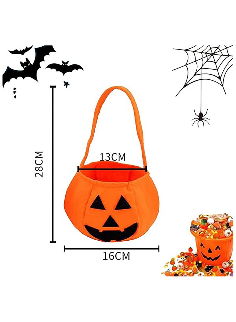 AUTOYSUR Pumpkin Collection Bag, Pumpkin Bag Bucket Candy Bags, Pack of 3 Pumpkin Candy Bag Trick or Treat Bag - Image 2