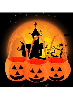 AUTOYSUR Pumpkin Collection Bag, Pumpkin Bag Bucket Candy Bags, Pack of 3 Pumpkin Candy Bag Trick or Treat Bag  - Image 5