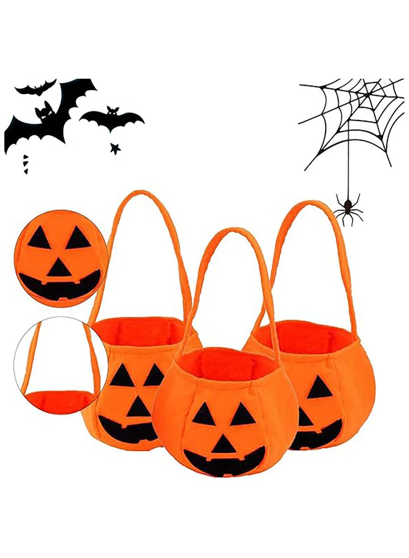 AUTOYSUR Pumpkin Collection Bag, Pumpkin Bag Bucket Candy Bags, Pack of 3 Pumpkin Candy Bag Trick or Treat Bag - Image 4