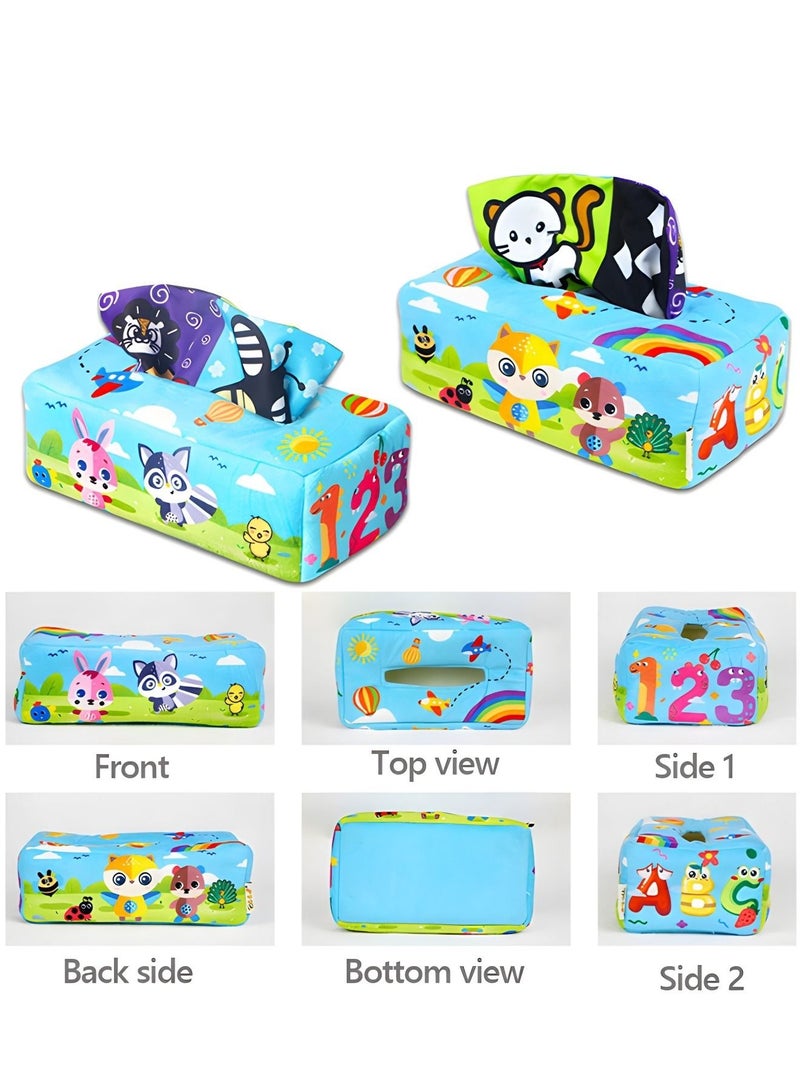 ميكسد 22 * 12 * 8cm الطفل منشفة ورقية مربع لعبة ، لعبة مونتيسوري لينة للأطفال 6-12 شهرا ، ولعب اطفال الحواس الطفل السحر منشفة ورقية مربع ، ولعب اطفال التعليم المبكر ، ولعب اطفال مطوية - Image 2