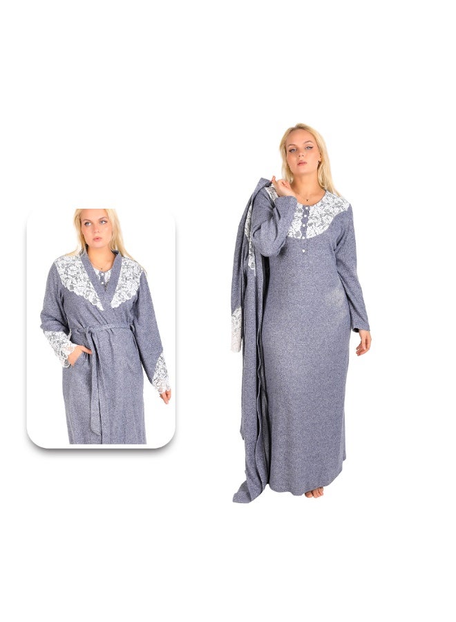 Dadoush Very special robe shirt, maxi nightgown with long robe made of soft cotton - Image 5