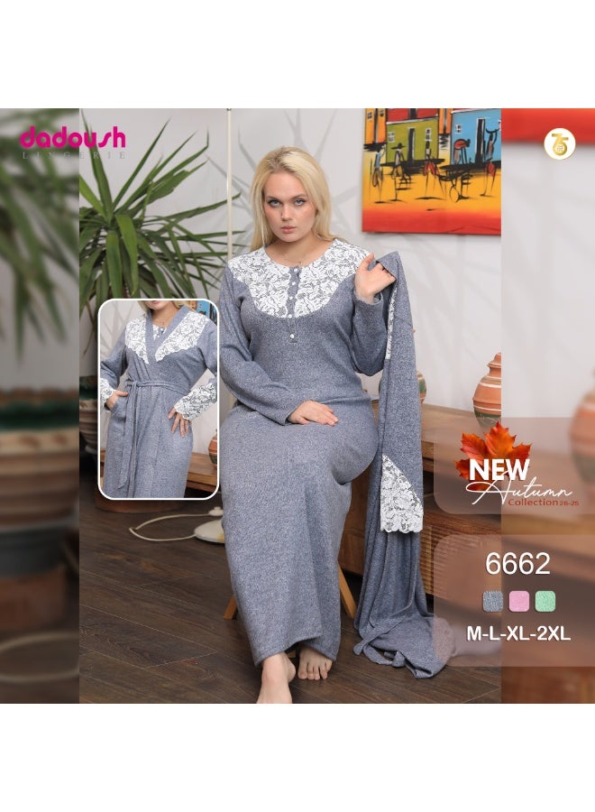 Dadoush Very special robe shirt, maxi nightgown with long robe made of soft cotton - Image 4