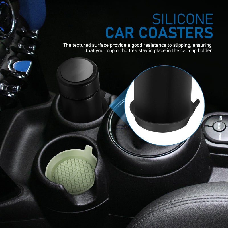 Silicone Car Cup Coaster Inserts 4pcs Non Slip Absorbent Black And Matcha Green - Image 4