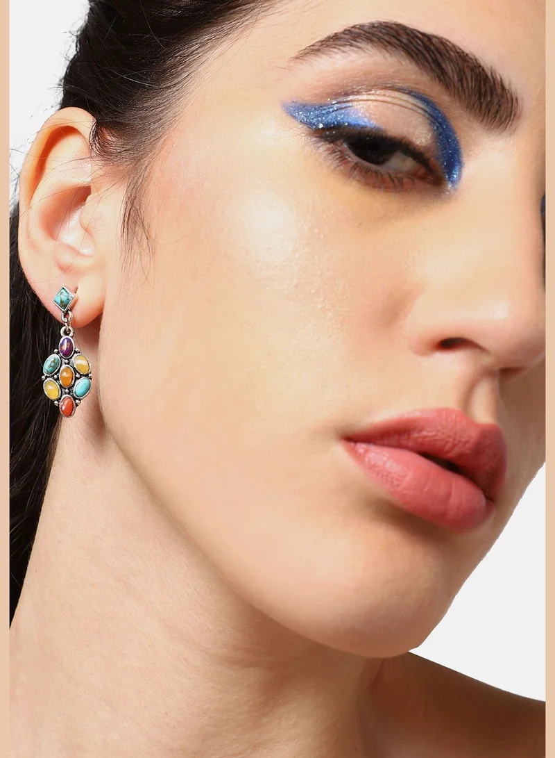 SOHI Silver Plated Party Designer Stone Drop Earring For Women