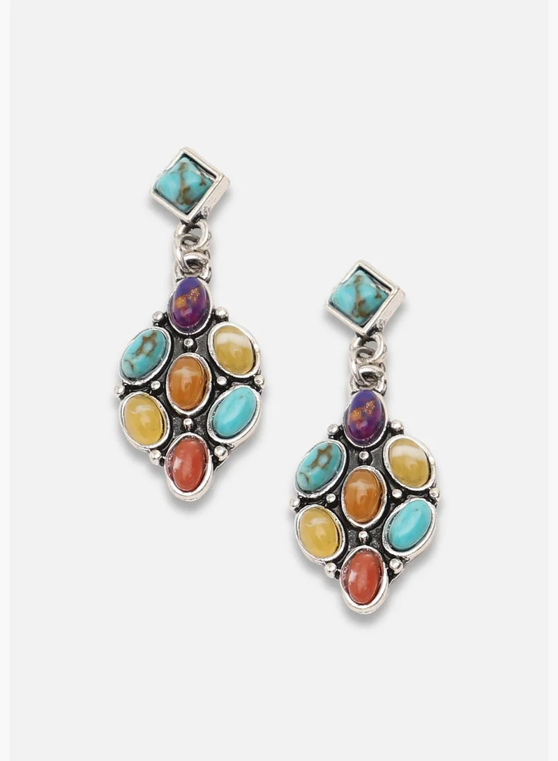 SOHI Silver Plated Party Designer Stone Drop Earring For Women