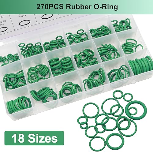 TWTADE Car A/C Repair Kit - 270PCS Green Rubber O-Ring Kit + 102PCS Car Air Conditioner Valve Core Kit, A/C R12 R134a Refrigeration Tire Valve Stem Cores with Remover Tool, AC O Rings System Seal Kit - Image 3