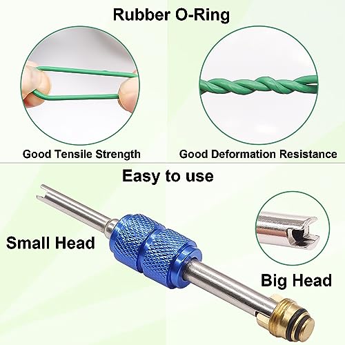 TWTADE Car A/C Repair Kit - 270PCS Green Rubber O-Ring Kit + 102PCS Car Air Conditioner Valve Core Kit, A/C R12 R134a Refrigeration Tire Valve Stem Cores with Remover Tool, AC O Rings System Seal Kit - Image 5