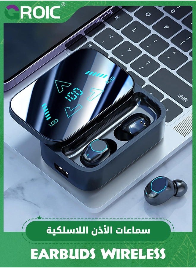 GROIC Earbuds Wireless Bluetooth, Bluetooth Earphone 5.3 in Ear Led Display Power Hi-Fi Noise Reduction Low Delay for Sports  - Image 1