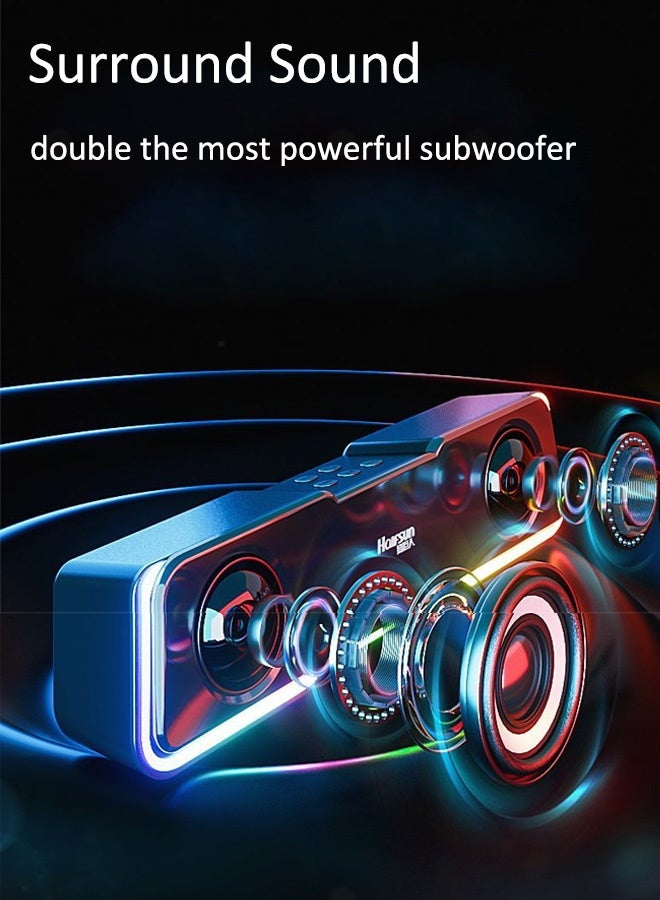 مكبر صوت بلوتوث لاسلكي محمول، مع RGB، مكبر صوت بنظام الصوت المحيطي للمسرح المنزلي يعمل بمنفذ USB، لجهاز عرض الألعاب التلفزيونية، وشاشة سطح المكتب، والكمبيوتر الشخصي، والكمبيوتر المحمول، والأجهزة اللوحية - Image 5