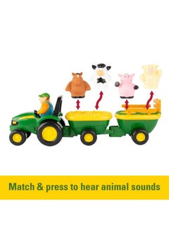 TOMY John Deere Animal Sounds Hayride Musical Tractor Toddler Toys Includes Farmer Figure Tractor And 4 Farm Animals Girls And Boys Ages 12 Months And Up  - Image 3