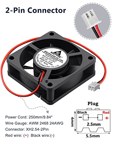 GDSTIME Dual Ball Bearing 60mm x 60mm x 20mm 12v Brushless DC Cooling Fan - Image 4