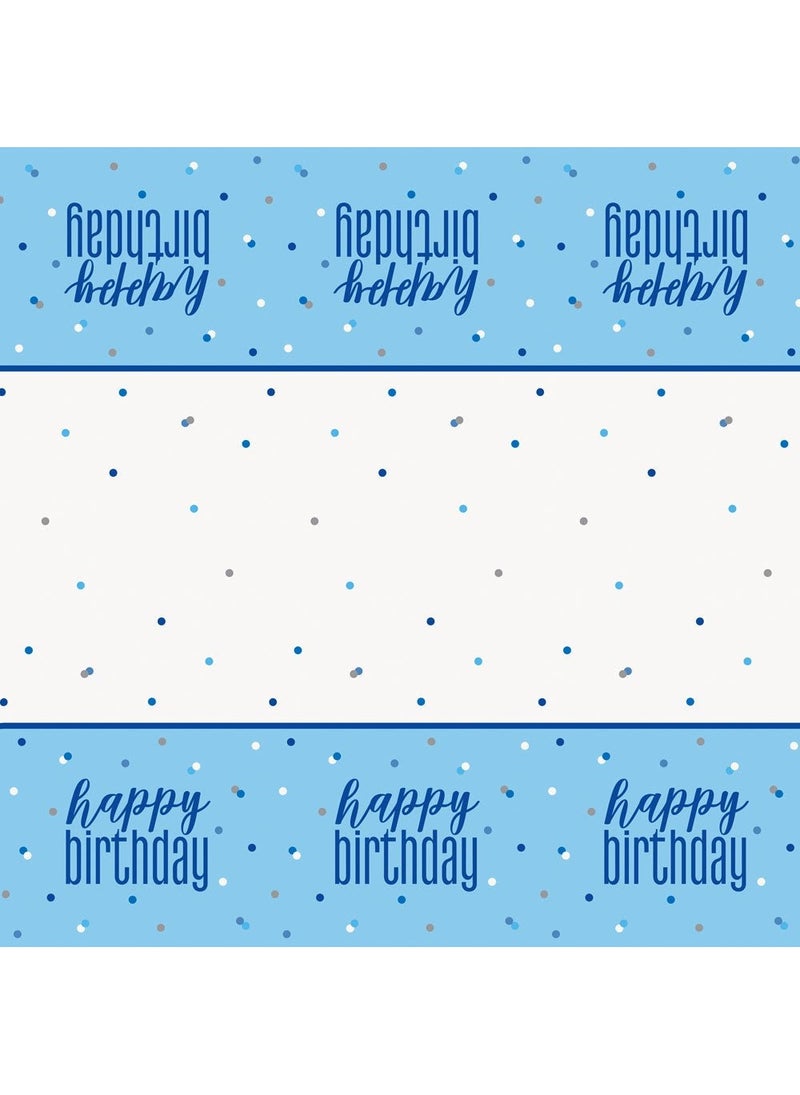 Unique Happy Birthday Plastic Tablecloth Blue 137x213cm - Image 2