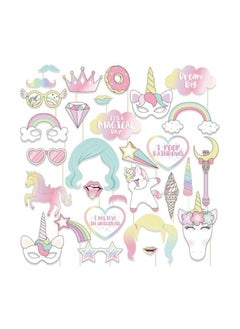 29Pcs/Set Photo Props Birthday Party Unicorn Photo Booth Props Unicorn Party Supplies Funny Rainbow Unicorn Pegasus Photo Props For Unicorn Baby Shower Birthday Party Decoration Favors Supplies